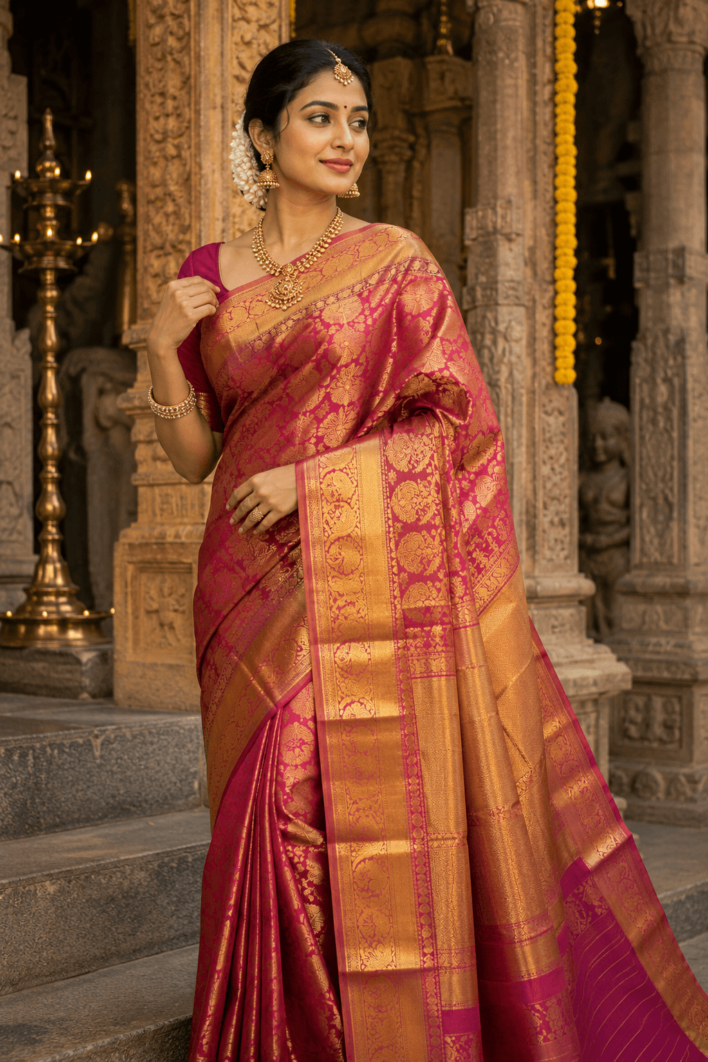 Pink Kanchipuram Saree